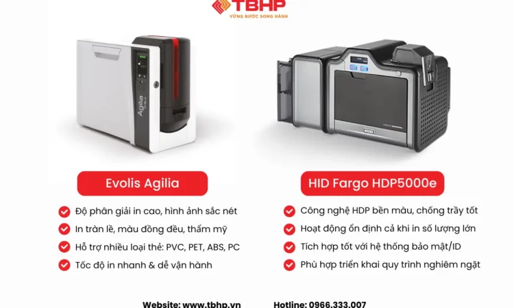 so sánh máy in chuyển đổi Agilia và HDP5000e